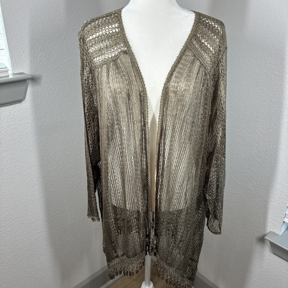 Victorian Era Metallic Gold Fishnet Duster Long‎ Cardigan One Size Costume